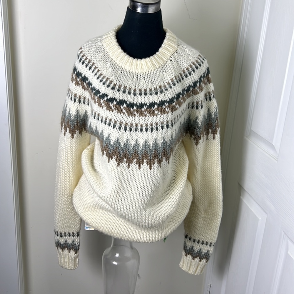 Vintage Winter Gear Korea Knit Rib  Fair Isle Nordic Sweater Size Medium